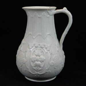 William Brownfield Donatello White Salt Glazed Pottery Embossed 7" Pitcher FLAW
